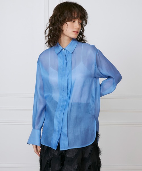 INED(イネド)の「オーガンジーシャツ《la veille by SUPERIOR CLOSET》(シャツ/ブラウス・レディース・ブラック/オフホワイト/サックスブルー・7号/9号)」の16枚目の写真