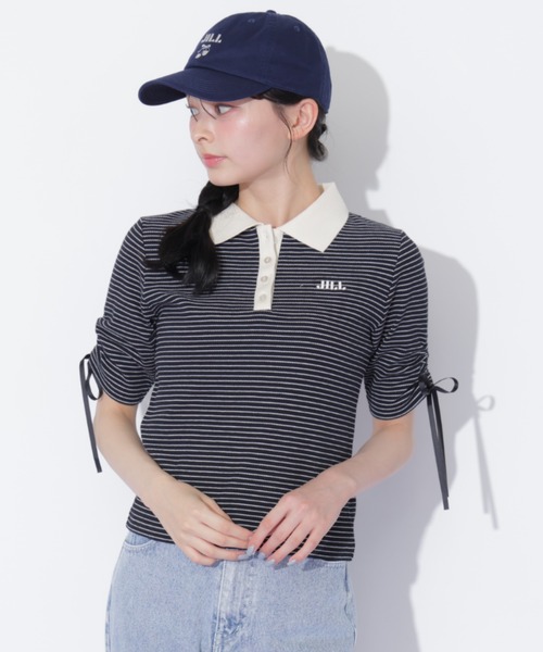 JILL by JILL STUART(ジルバイジルスチュアート)の「ワッフルポロトップス(Tシャツ/カットソー・レディース・ブラウン系その他/ブラック系その他/ホワイト系その他・FREE)」の1枚目の写真