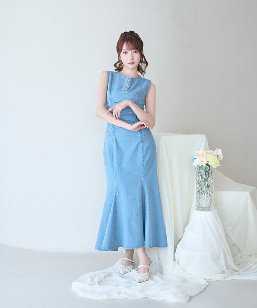 Rose Muse（ロゼミューズ）の「Denim mermaid dress（ワンピース・レディース・インディゴブルー/ライトブルー・FREE）」の2枚目の写真