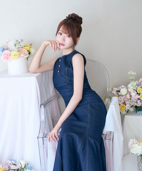Rose Muse（ロゼミューズ）の「Denim mermaid dress（ワンピース・レディース・インディゴブルー/ライトブルー・FREE）」の4枚目の写真