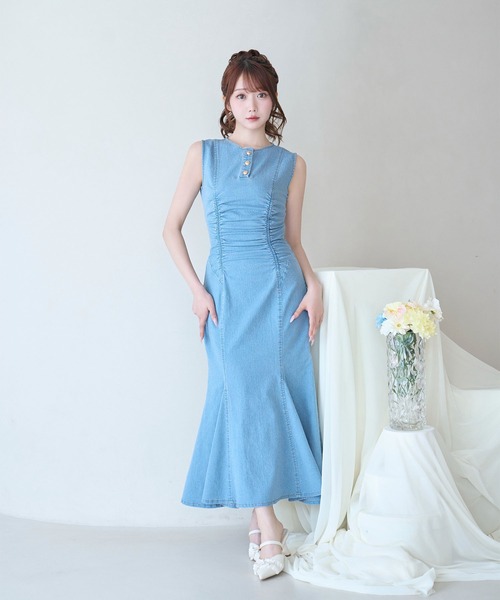 Rose Muse（ロゼミューズ）の「Denim mermaid dress（ワンピース・レディース・インディゴブルー/ライトブルー・FREE）」の12枚目の写真
