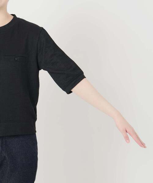 SLOBE IENA(スローブイエナ)の「《WEB限定カラーあり》スラブテレコSSカーディガン(カーディガン/ボレロ・レディース・イエロー/ブラック/ブルー系その他/ベージュ・FREE)」の10枚目の写真
