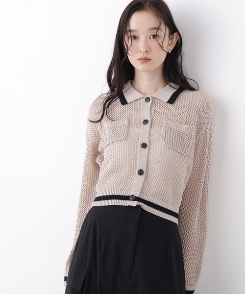 N.(N. Natural Beauty Basic)(エヌエヌナチュラルビューティーベーシック)の「メッシュバイカラーニット(ニット/セーター・レディース・ブラック系その他2/ブルー系その他2/ベージュ系その他・フリ-)」の3枚目の写真