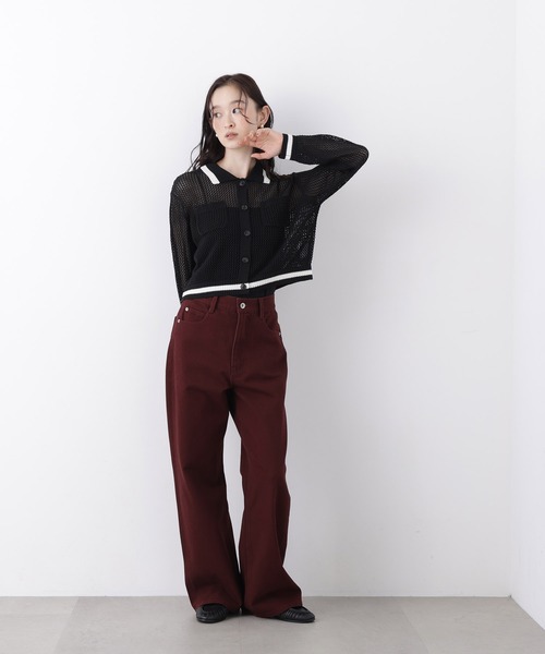 N.(N. Natural Beauty Basic)(エヌエヌナチュラルビューティーベーシック)の「メッシュバイカラーニット(ニット/セーター・レディース・ブラック系その他2/ブルー系その他2/ベージュ系その他・フリ-)」の4枚目の写真