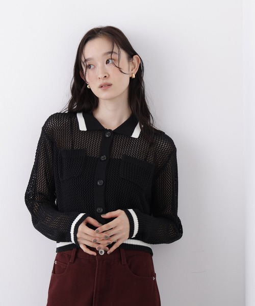 N.(N. Natural Beauty Basic)(エヌエヌナチュラルビューティーベーシック)の「メッシュバイカラーニット(ニット/セーター・レディース・ブラック系その他2/ブルー系その他2/ベージュ系その他・フリ-)」の5枚目の写真