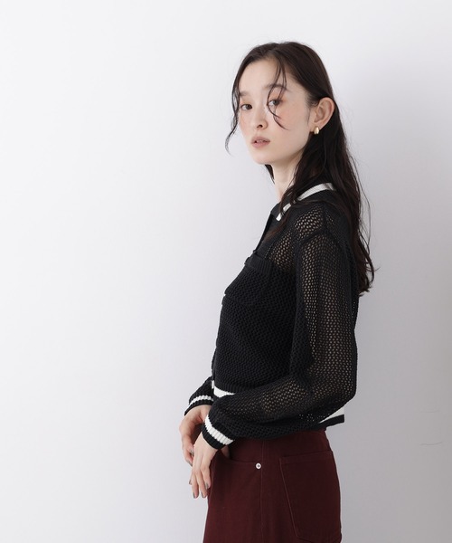 N.(N. Natural Beauty Basic)(エヌエヌナチュラルビューティーベーシック)の「メッシュバイカラーニット(ニット/セーター・レディース・ブラック系その他2/ブルー系その他2/ベージュ系その他・フリ-)」の7枚目の写真
