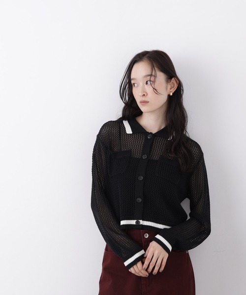N.(N. Natural Beauty Basic)(エヌエヌナチュラルビューティーベーシック)の「メッシュバイカラーニット(ニット/セーター・レディース・ブラック系その他2/ブルー系その他2/ベージュ系その他・フリ-)」の9枚目の写真