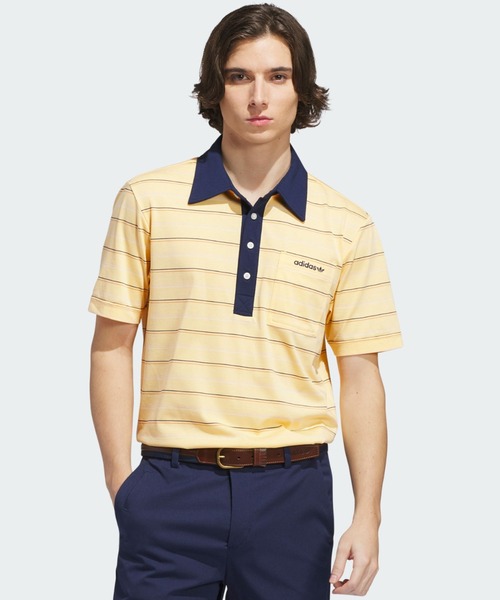 adidas(アディダス)の「オリジナルス アーカイブ ストライプ ポロ【adidas Golf/アディダスゴルフ】(ポロシャツ・メンズ・イエロー・XX-LARGE/3XL/LARGE/MEDIUM/SMALL/X-LARGE)」の1枚目の写真