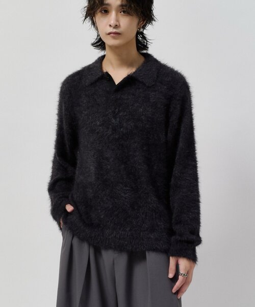 Lui's(ルイス)の「MIXシャギーポロ(ニット/セーター・メンズ・ブラック/チャコールグレー/ベージュ/グレー・S/M)」の10枚目の写真