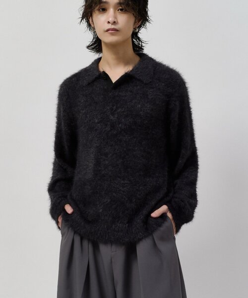 Lui's(ルイス)の「MIXシャギーポロ(ニット/セーター・メンズ・ブラック/チャコールグレー/ベージュ/グレー・S/M)」の11枚目の写真