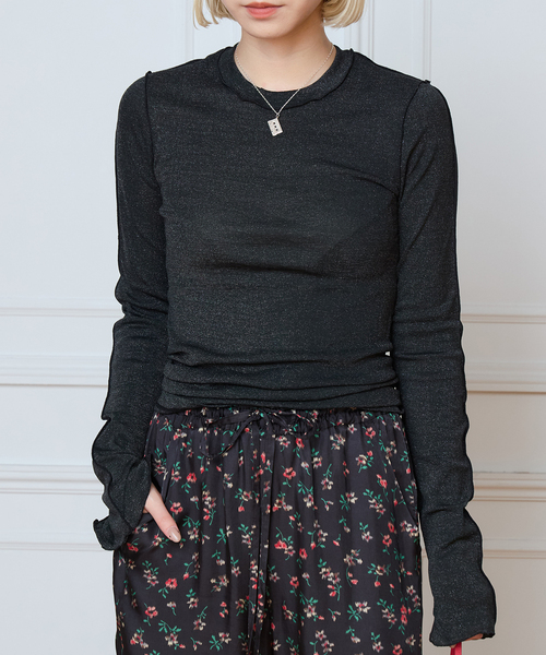 HAKUJI(ハクジ)の「HAKUJI ハクジ Shiny rib LS プルオーバー H232641(Tシャツ/カットソー・レディース・ブラック・FREE)」の12枚目の写真