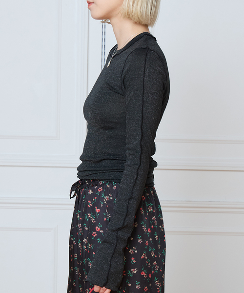 HAKUJI(ハクジ)の「HAKUJI ハクジ Shiny rib LS プルオーバー H232641(Tシャツ/カットソー・レディース・ブラック・FREE)」の13枚目の写真