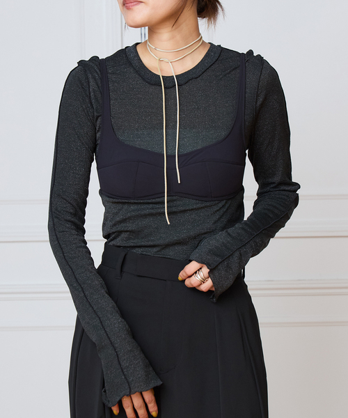 HAKUJI(ハクジ)の「HAKUJI ハクジ Shiny rib LS プルオーバー H232641(Tシャツ/カットソー・レディース・ブラック・FREE)」の19枚目の写真