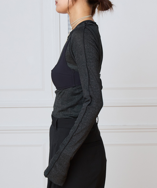 HAKUJI(ハクジ)の「HAKUJI ハクジ Shiny rib LS プルオーバー H232641(Tシャツ/カットソー・レディース・ブラック・FREE)」の20枚目の写真