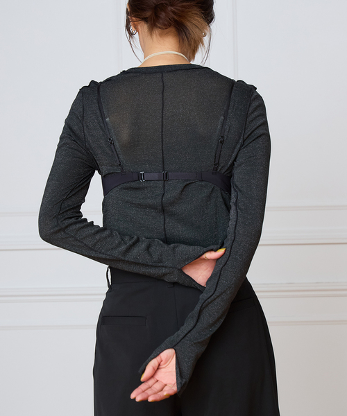 HAKUJI(ハクジ)の「HAKUJI ハクジ Shiny rib LS プルオーバー H232641(Tシャツ/カットソー・レディース・ブラック・FREE)」の21枚目の写真