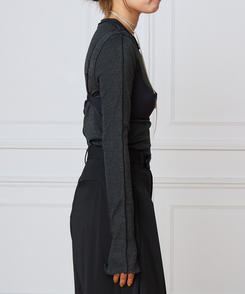 HAKUJI(ハクジ)の「HAKUJI ハクジ Shiny rib LS プルオーバー H232641(Tシャツ/カットソー・レディース・ブラック・FREE)」の22枚目の写真