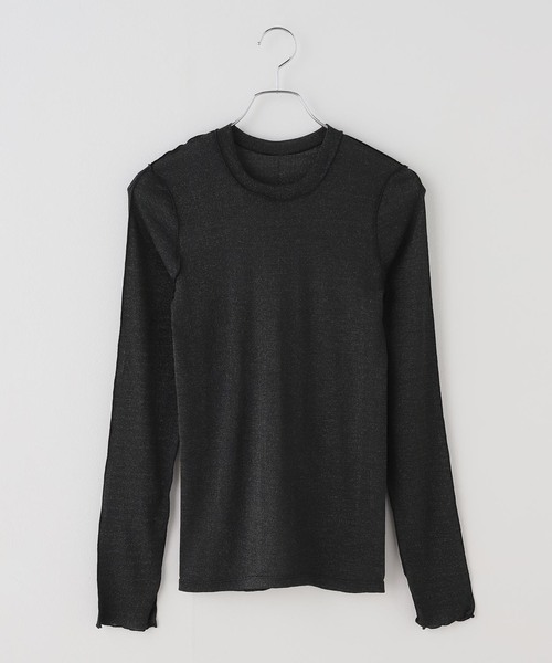 HAKUJI(ハクジ)の「HAKUJI ハクジ Shiny rib LS プルオーバー H232641(Tシャツ/カットソー・レディース・ブラック・FREE)」の2枚目の写真
