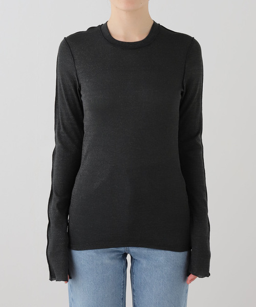HAKUJI(ハクジ)の「HAKUJI ハクジ Shiny rib LS プルオーバー H232641(Tシャツ/カットソー・レディース・ブラック・FREE)」の8枚目の写真