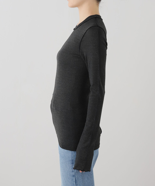 HAKUJI(ハクジ)の「HAKUJI ハクジ Shiny rib LS プルオーバー H232641(Tシャツ/カットソー・レディース・ブラック・FREE)」の9枚目の写真