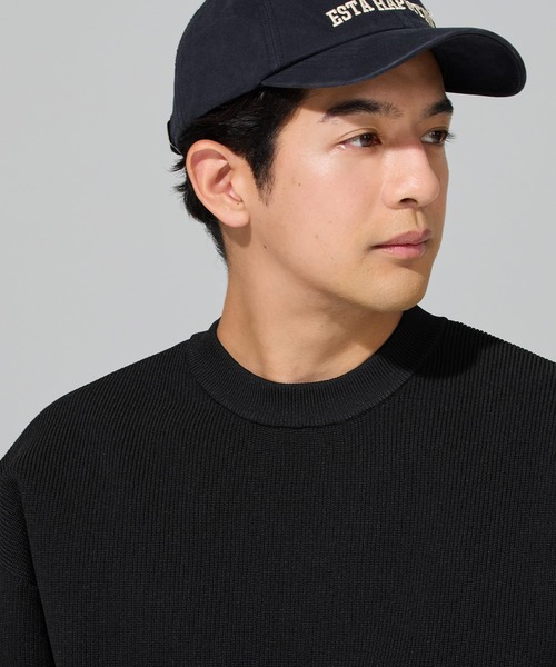 coca(coca)(コカ)の「ポリウーリー畦編みクルーネックニット(ニット/セーター・メンズ・ネイビー/ダークブラウン/ブラック/チャコール・L/M/XL)」の8枚目の写真