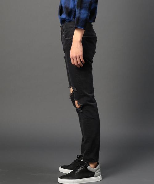 MONKEY TIME（モンキータイム）の「＜monkey time＞ クラッシュ カツラギ スキニーパンツ◆（デニムパンツ・メンズ・ブラック/ベージュ・MEDIUM/LARGE/SMALL/X-LARGE）」の4枚目の写真