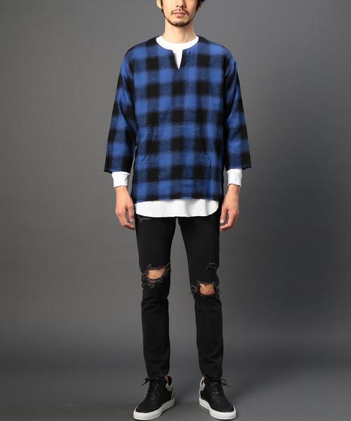 MONKEY TIME（モンキータイム）の「＜monkey time＞ クラッシュ カツラギ スキニーパンツ◆（デニムパンツ・メンズ・ブラック/ベージュ・MEDIUM/LARGE/SMALL/X-LARGE）」の5枚目の写真