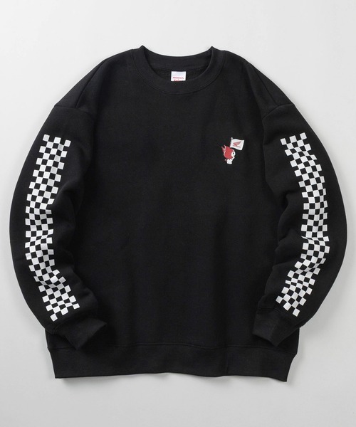 sanrio(サンリオ)の「【71】【HONDA/ホンダ】×【Sanrio/サンリオ】「スーパーカブ」「クロミ」コラボ 裏起毛スウェット フラッグ クロミ 刺繍&スリーブチェッカー柄//ウイングBOXバックプリントユニセックス/レディース/メンズ(スウェット・レディース・ホワイト/チャコールグレー/ホワイト系/ブラック・M/XL/L)」の10枚目の写真