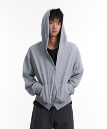 SLUB CROP HOOD ZIP-UP (MELANGE GRAY)
