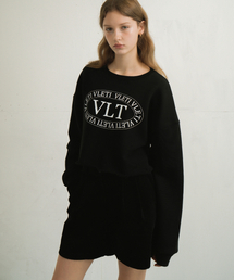 Logo Printing Crop Sweatshirt (Black)