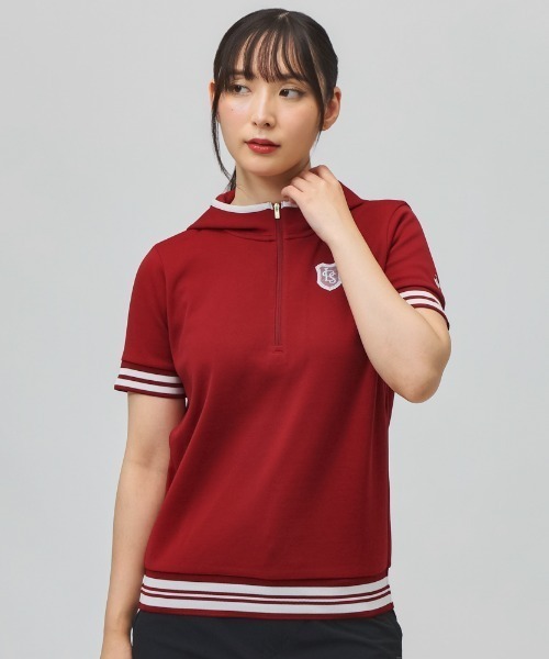 ALPEN / SPORTS DEPO SELECT(アルペンスポーツデポセレクト)の「ルコックスポルティフ ゴルフ lecoqGOLF ルコックゴルフ 半袖スウェット(パーカー・レディース・ベージュ/レッド・M/L)」の2枚目の写真