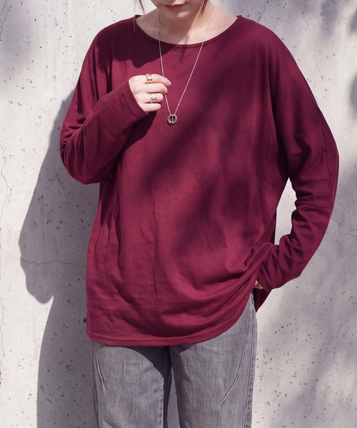 SELECT LEVERY(セレクトリベリー)の「天竺ドルマンプルオーバー(Tシャツ/カットソー・レディース・ブラック/グレー/バーガンディー・MEDIUM)」の4枚目の写真