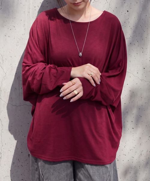 SELECT LEVERY(セレクトリベリー)の「天竺ドルマンプルオーバー(Tシャツ/カットソー・レディース・ブラック/グレー/バーガンディー・MEDIUM)」の5枚目の写真