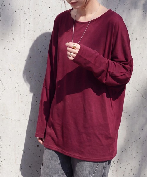 SELECT LEVERY(セレクトリベリー)の「天竺ドルマンプルオーバー(Tシャツ/カットソー・レディース・ブラック/グレー/バーガンディー・MEDIUM)」の7枚目の写真