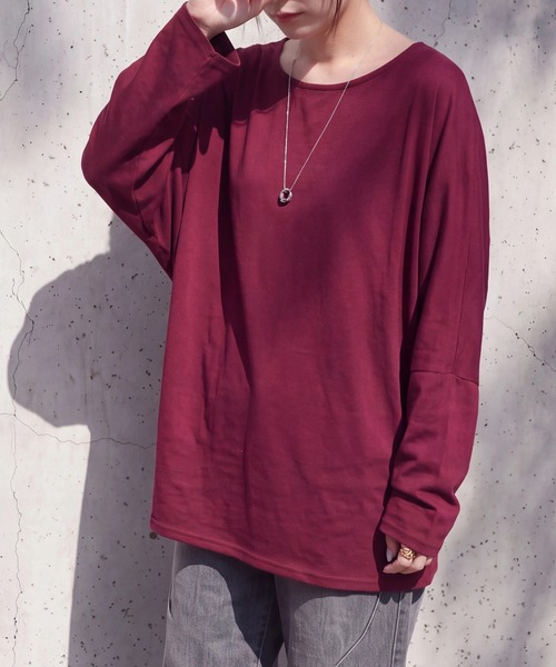 SELECT LEVERY(セレクトリベリー)の「天竺ドルマンプルオーバー(Tシャツ/カットソー・レディース・ブラック/グレー/バーガンディー・MEDIUM)」の8枚目の写真