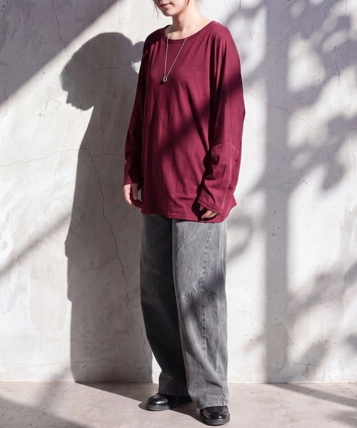 SELECT LEVERY(セレクトリベリー)の「天竺ドルマンプルオーバー(Tシャツ/カットソー・レディース・ブラック/グレー/バーガンディー・MEDIUM)」の9枚目の写真