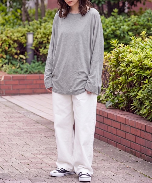 SELECT LEVERY(セレクトリベリー)の「天竺ドルマンプルオーバー(Tシャツ/カットソー・レディース・ブラック/グレー/バーガンディー・MEDIUM)」の12枚目の写真
