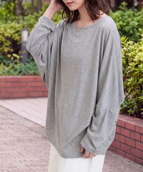 SELECT LEVERY(セレクトリベリー)の「天竺ドルマンプルオーバー(Tシャツ/カットソー・レディース・ブラック/グレー/バーガンディー・MEDIUM)」の14枚目の写真