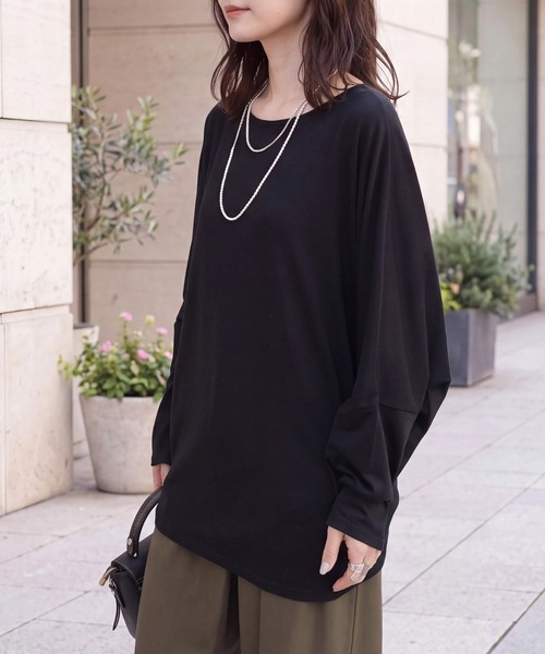 SELECT LEVERY(セレクトリベリー)の「天竺ドルマンプルオーバー(Tシャツ/カットソー・レディース・ブラック/グレー/バーガンディー・MEDIUM)」の20枚目の写真