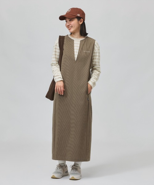 NEW BALANCE(ニューバランス)の「【別注】ニューバランス New Balance コーデュロイドレス 限定コラボ(ワンピース・レディース・ブラウン/ダークグレー・XL/S/M/L)」の3枚目の写真