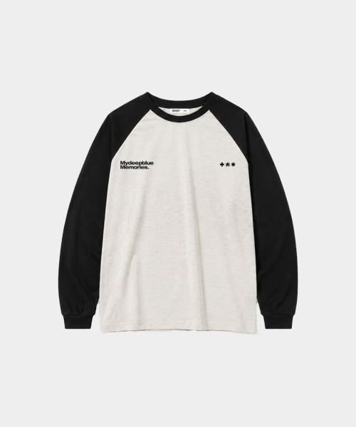 mydeepbluememories（マイディープブルーメモリーズ）の「Mm Symbol Logo Raglan Tee (WHITE/BLACK)（Tシャツ/カットソー・レディース・ホワイト×ブラック・WOMENS/MENS）」の2枚目の写真