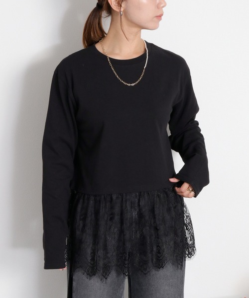 cepo(セポ)の「裾レースドッキング ロングスリーブTee(Tシャツ/カットソー・レディース・オフホワイト/ブラック・M)」の15枚目の写真