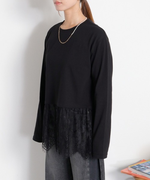 cepo(セポ)の「裾レースドッキング ロングスリーブTee(Tシャツ/カットソー・レディース・オフホワイト/ブラック・M)」の16枚目の写真