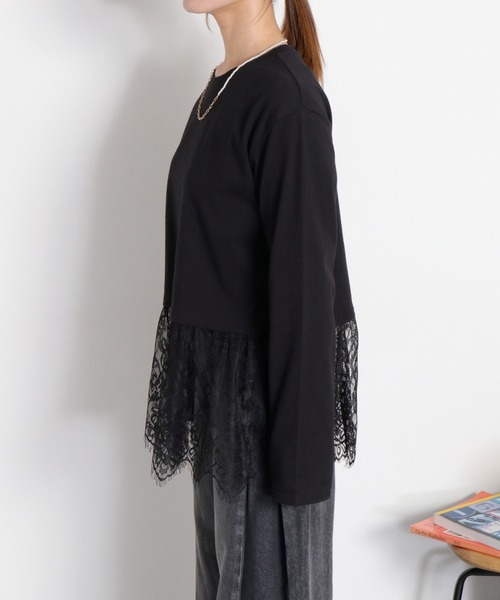 cepo(セポ)の「裾レースドッキング ロングスリーブTee(Tシャツ/カットソー・レディース・オフホワイト/ブラック・M)」の17枚目の写真