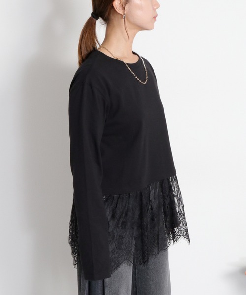 cepo(セポ)の「裾レースドッキング ロングスリーブTee(Tシャツ/カットソー・レディース・オフホワイト/ブラック・M)」の19枚目の写真