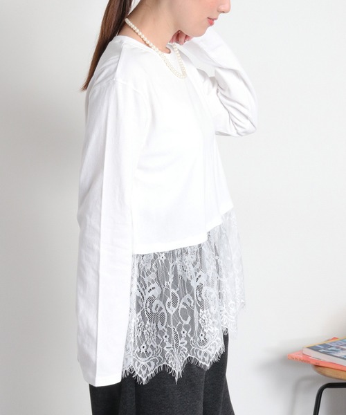 cepo(セポ)の「裾レースドッキング ロングスリーブTee(Tシャツ/カットソー・レディース・オフホワイト/ブラック・M)」の8枚目の写真
