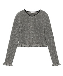 CLANE（クラネ）の「【CLANE/クラネ】SHIRRING BUTTON TOPS/シャーリングボタントップス（Tシャツ/カットソー・レディース）」