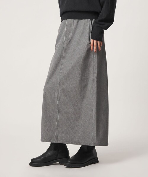 green label relaxing（グリーンレーベルリラクシング）の「［size SHORT/TALLあり］オルマイ コール スカート マシンウォッシャブル ストレッチ（スカート・レディース・ブラック/ライトグレー/オフホワイト/ダークグレー/オリーブ・SHORT/TALL/FREE）」の21枚目の写真
