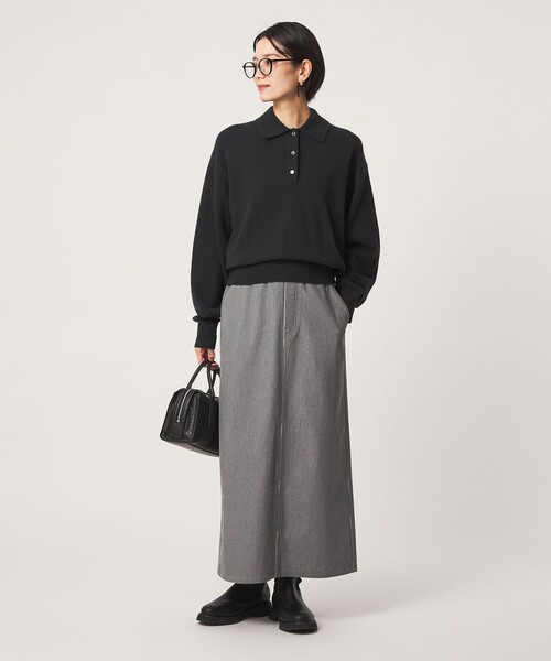 green label relaxing（グリーンレーベルリラクシング）の「［size SHORT/TALLあり］オルマイ コール スカート マシンウォッシャブル ストレッチ（スカート・レディース・ブラック/ライトグレー/オフホワイト/ダークグレー/オリーブ・SHORT/TALL/FREE）」の22枚目の写真
