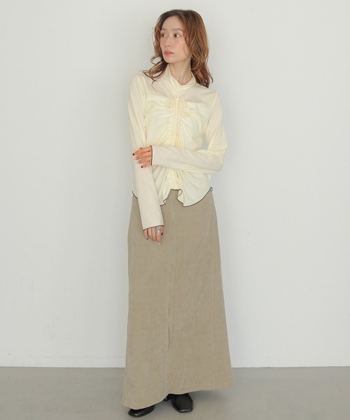 CLEIO(クレイオ)の「【CLEIO】2WAYメロウギャザーカットソー 2WAY MELLOW GATHER CUTSEW(Tシャツ/カットソー・レディース・ブラック/アイボリー・FREE)」の15枚目の写真