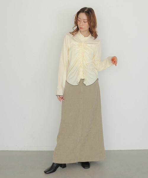 CLEIO(クレイオ)の「【CLEIO】2WAYメロウギャザーカットソー 2WAY MELLOW GATHER CUTSEW(Tシャツ/カットソー・レディース・ブラック/アイボリー・FREE)」の16枚目の写真